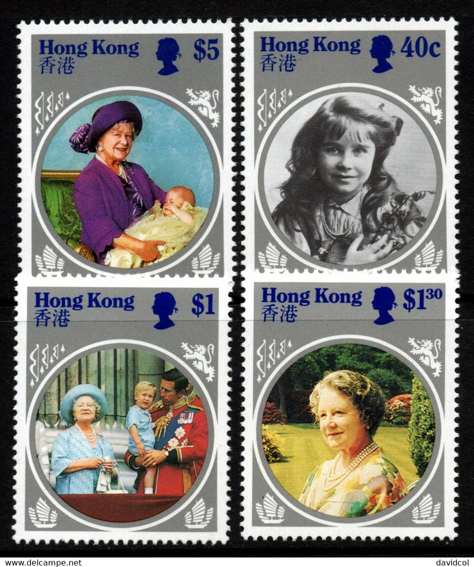 1979- HONG KONG 1985 - SC#: 447-450 - MNH - QUEEN MOTHER 85TH BIRTHDAY - Nuevos