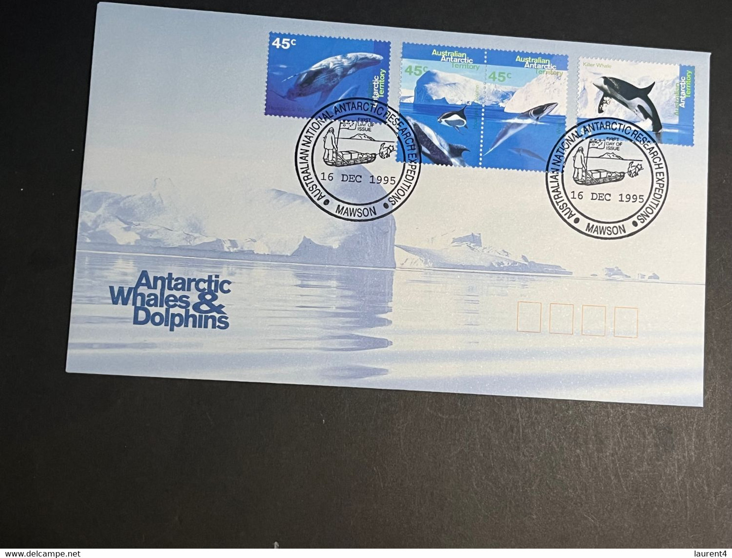 (4 Oø 9) Australia FDC - 4+1 Covers - 1996 - Australian Antarctic Whales & Dolphins (4 AAT Bases + 1 M/s) - FDC