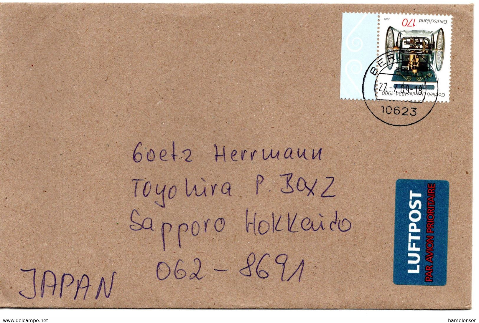 64093 - Bund - 2009 - 170c Daimler EF A LpBf BERLIN -> Japan - Lettres & Documents