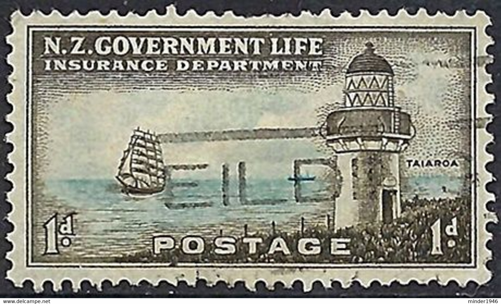 NEW ZEALAND 1947 1d Olive-Green & Pale-Blue Life Insurance SGL43 Used - Autres & Non Classés