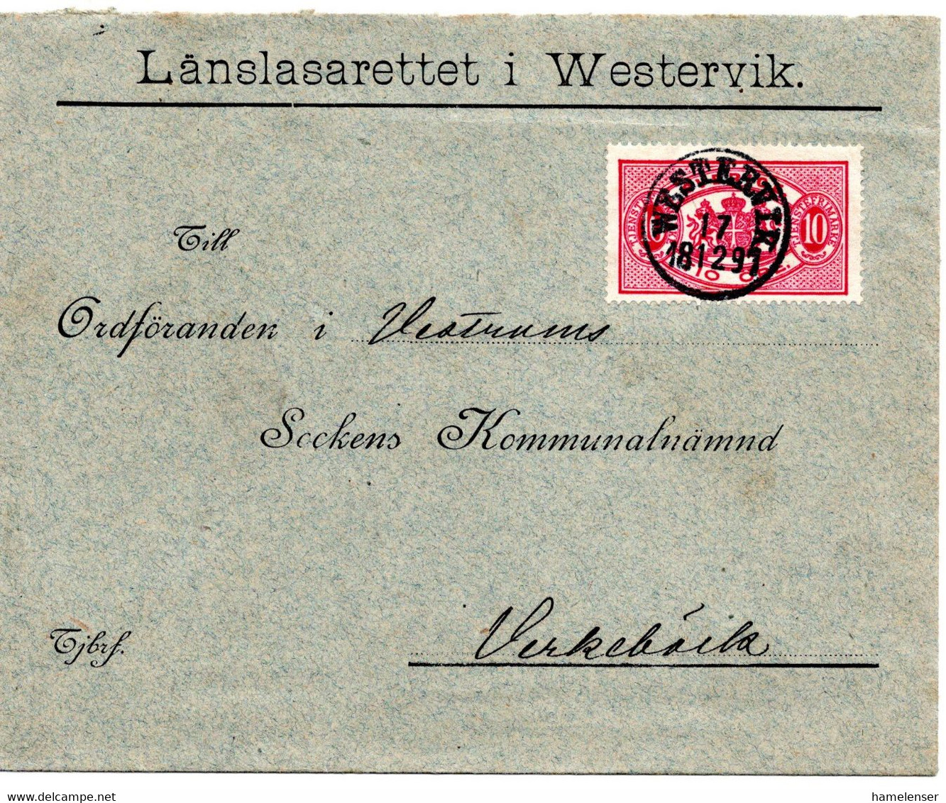 64108 - Schweden / Dienst - 1897 - 10o. Dienstmarke EF A Bf WESTERWIK - Service