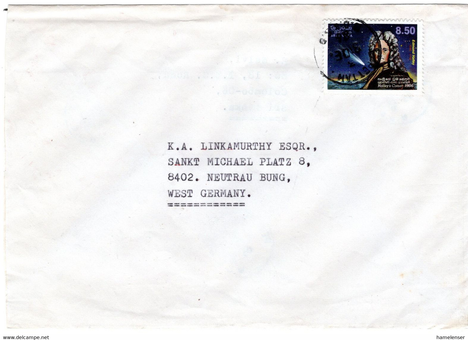 64125 - Sri Lanka - 1986 - Rp.8,50 Halley's Komet EF A Bf PETTAM -> Westdeutschland - Astronomy