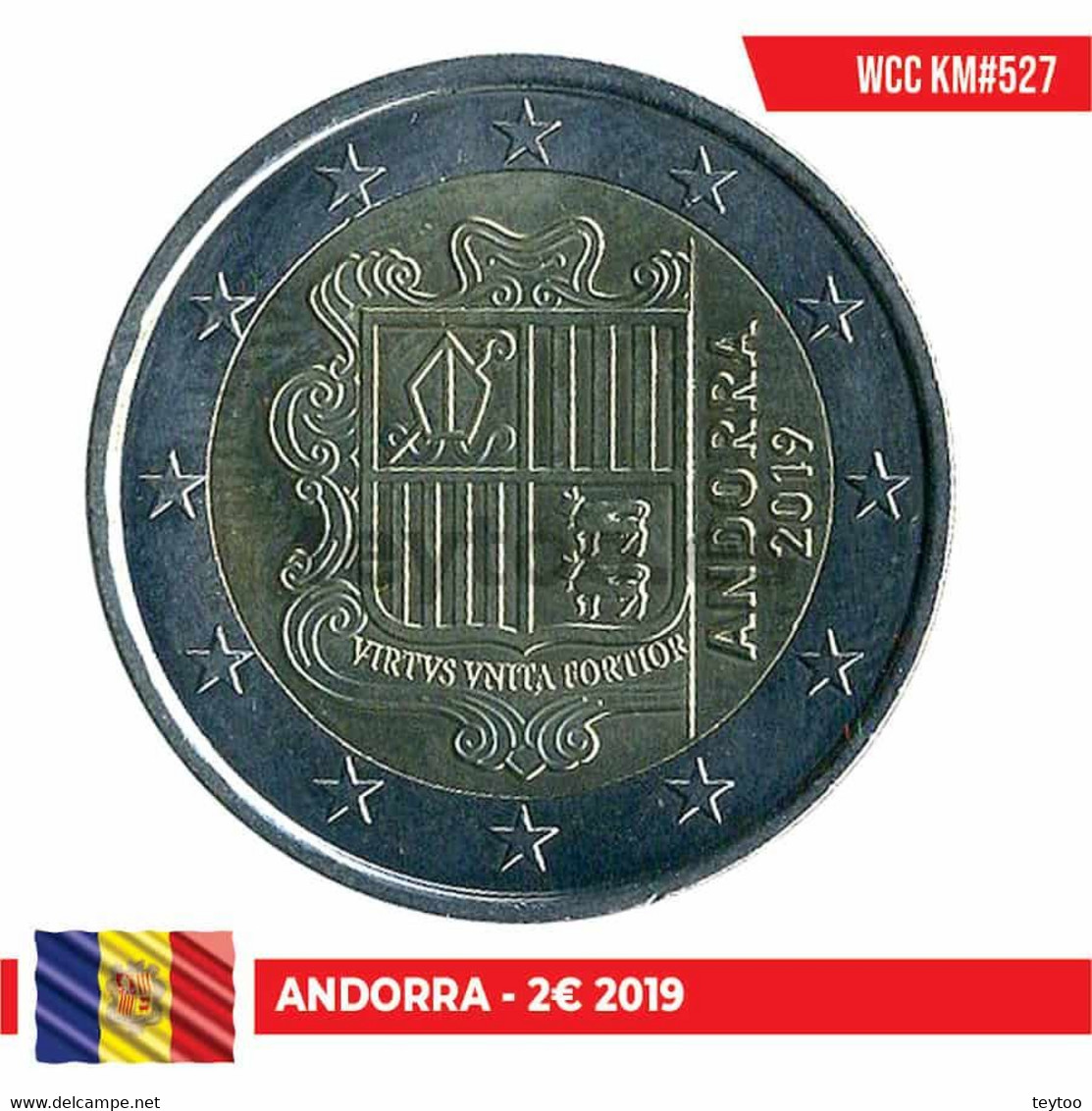 F0008# Andorra 2019. 2 Euros (UNC) KM#527 - Andorra