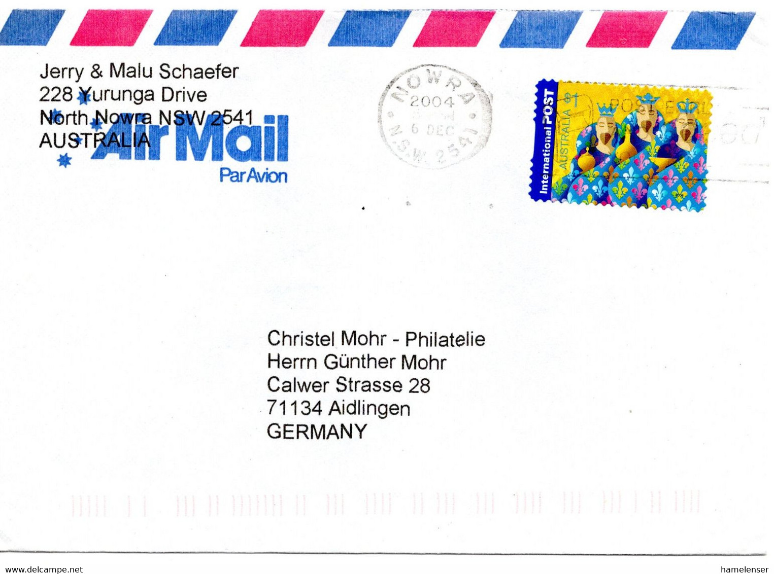 64129 - Australien - 2004 - $1 EF A LpBf NOWRA NSW -> Deutschland - Briefe U. Dokumente