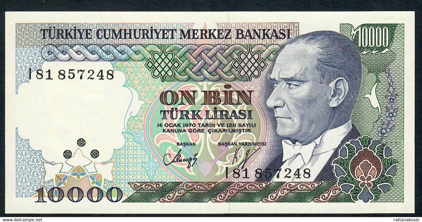 TURKEY P200b1 10.000 LIRA 1970 Signature 37 #I81   UNC. - Turquie