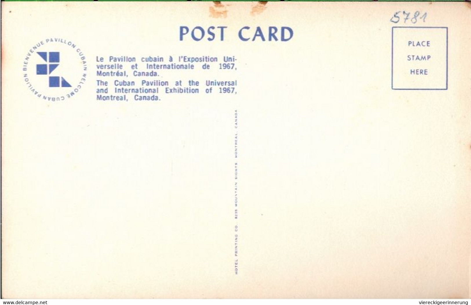 ! 1967 Postcard Montreal Worlds Fair, Canada, Weltausstellung, Cuba Pavillon - Expositions