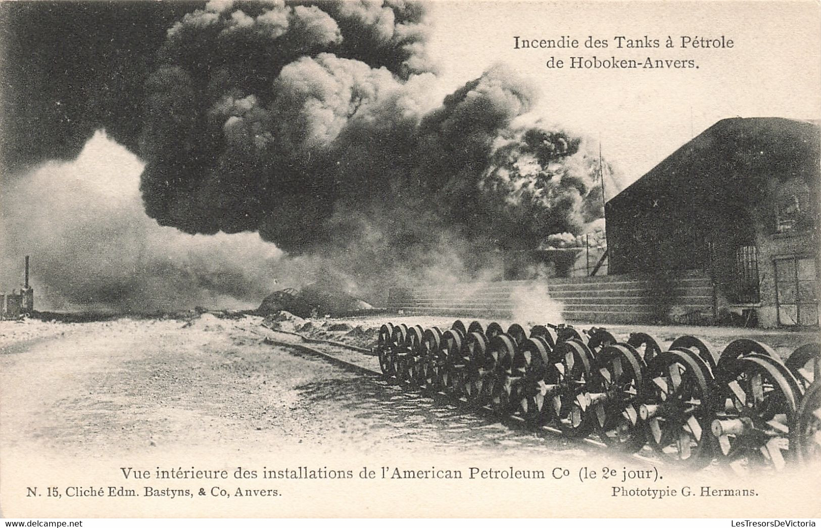 Lot De 11 Cartes Sur L'incendie Des Tanks à Pétrole De Hoboken Anvers - Phototypie Hermans - Carte Postale Ancienne - Disasters