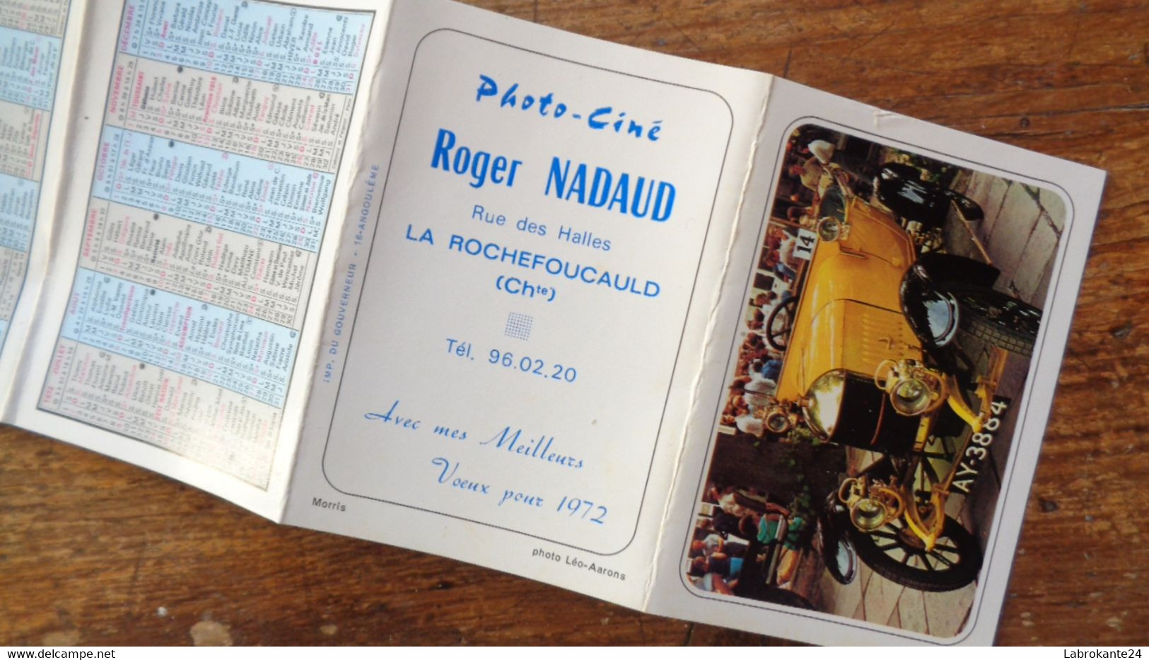 REF 626 : Calendrier 1972 Photo Ciné Roger Nadaud La Rochefoucauld - Groot Formaat: 1971-80
