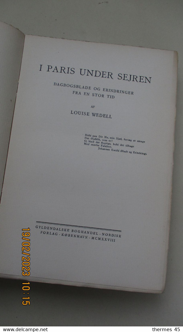 1928 / En Danois / I PARIS UNDER SEJREN / Af Louise WEDELL / - Langues Scandinaves