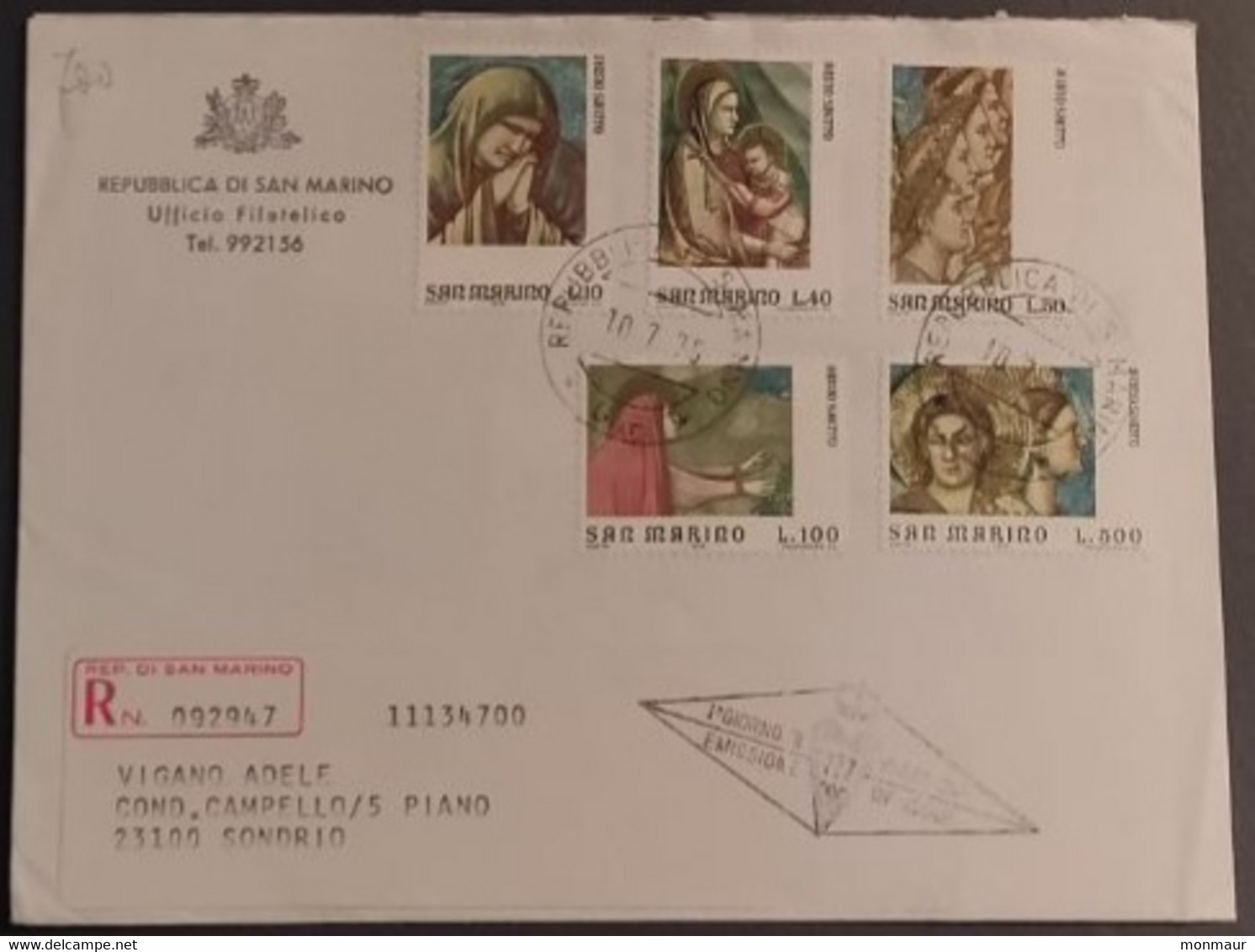 SAN MARINO 1972 RACCOMANDATA FDC ANNO SANTO - Usados