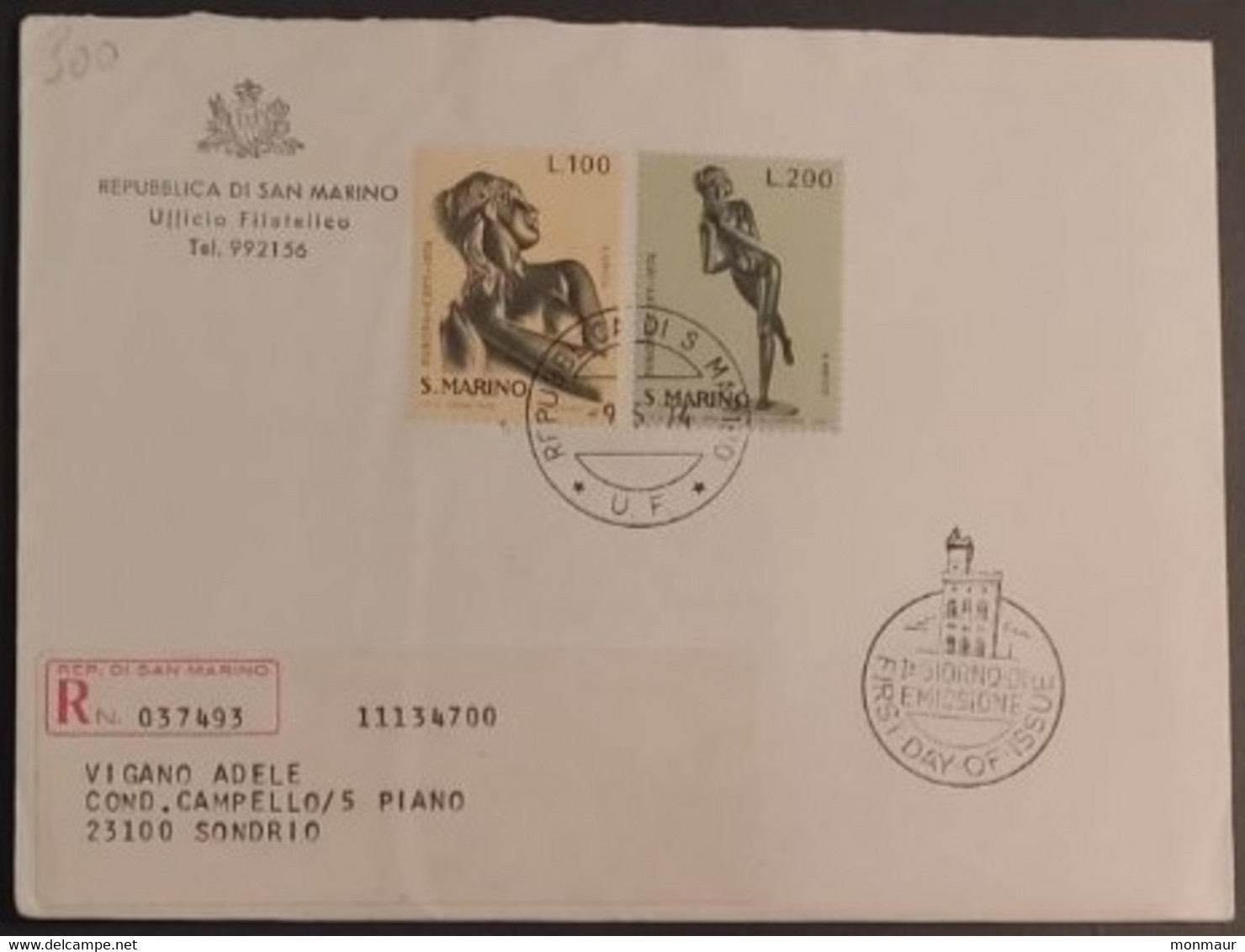 SAN MARINO 1972 RACCOMANDATA FDC EUROP4 - Gebruikt