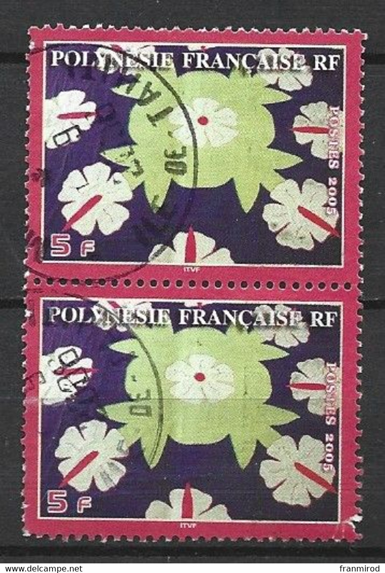 POLYNESIE FRANCAISE N 742 (yv) Paire Oblitérée Sans Trace De Charniere - Gebraucht