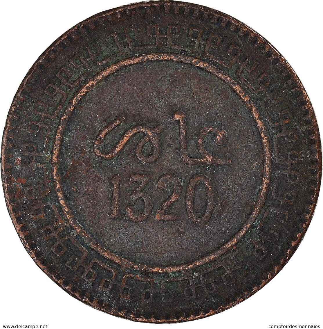 Monnaie, Maroc, 'Abd Al-Aziz, 10 Mazunas, 1903, Paris, TB, Bronze, KM:17.1 - Maroc