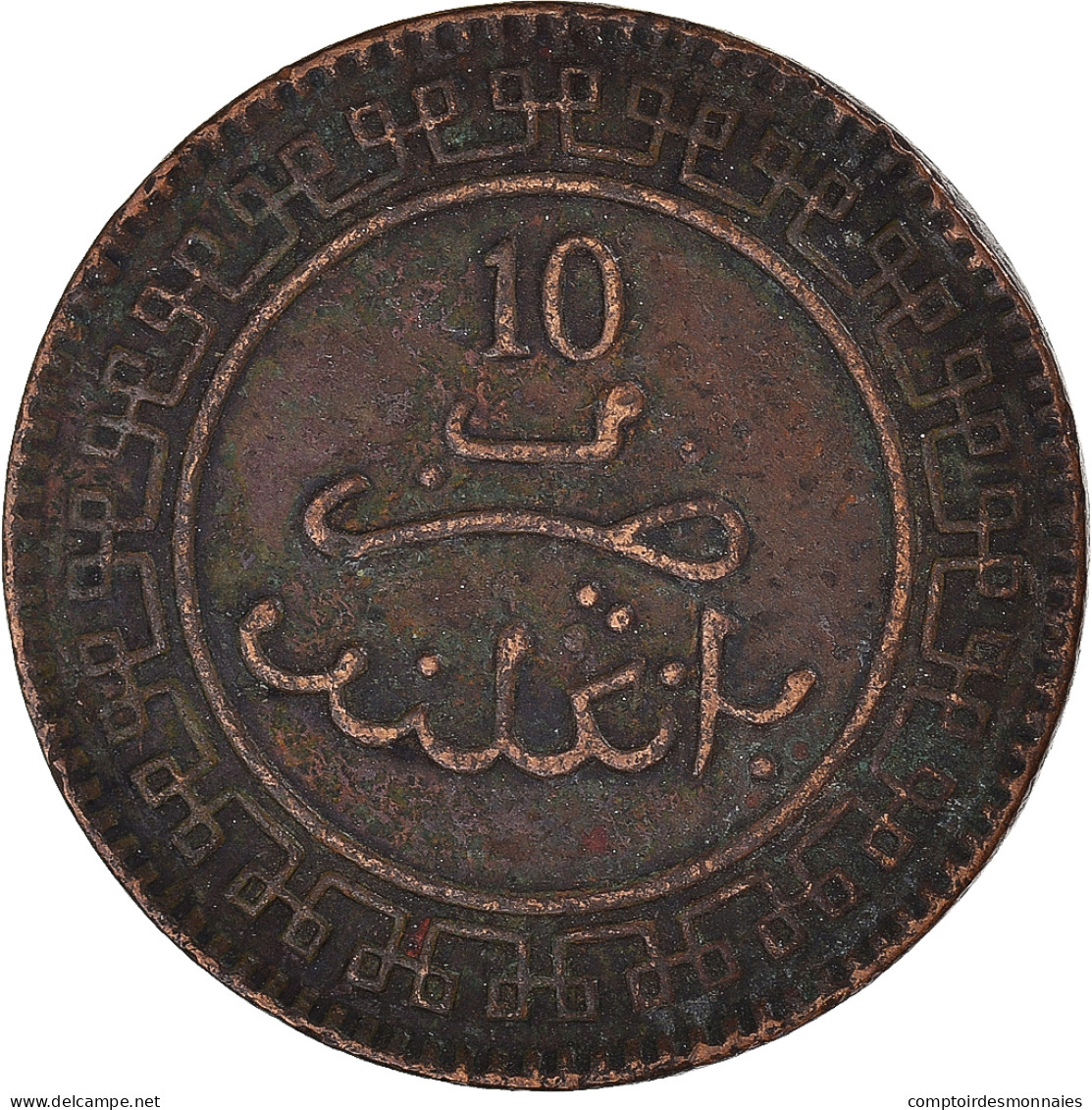 Monnaie, Maroc, 'Abd Al-Aziz, 10 Mazunas, 1903, Paris, TB, Bronze, KM:17.1 - Maroc