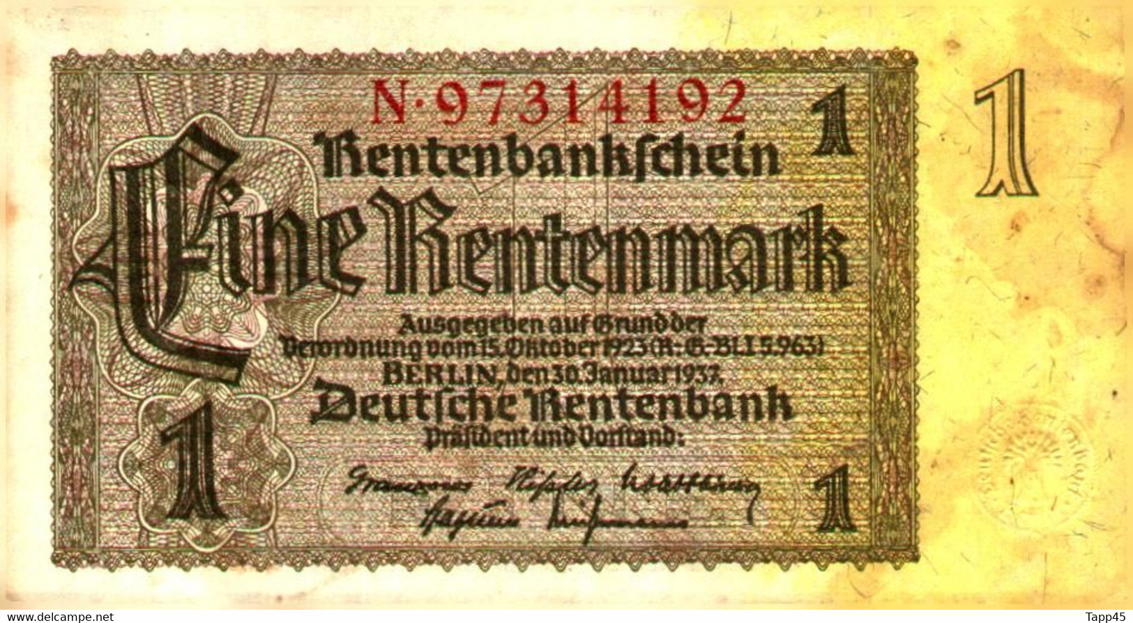 Billets > Allemagne >  1 Rentenmark  > C 04 - 1 Rentenmark