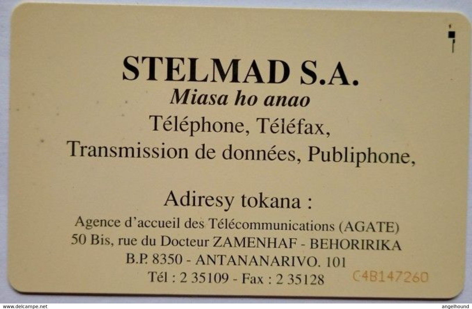 Madagascar 100 Units "  Antananarivo  ( STELMAD S.A. ) - Madagascar