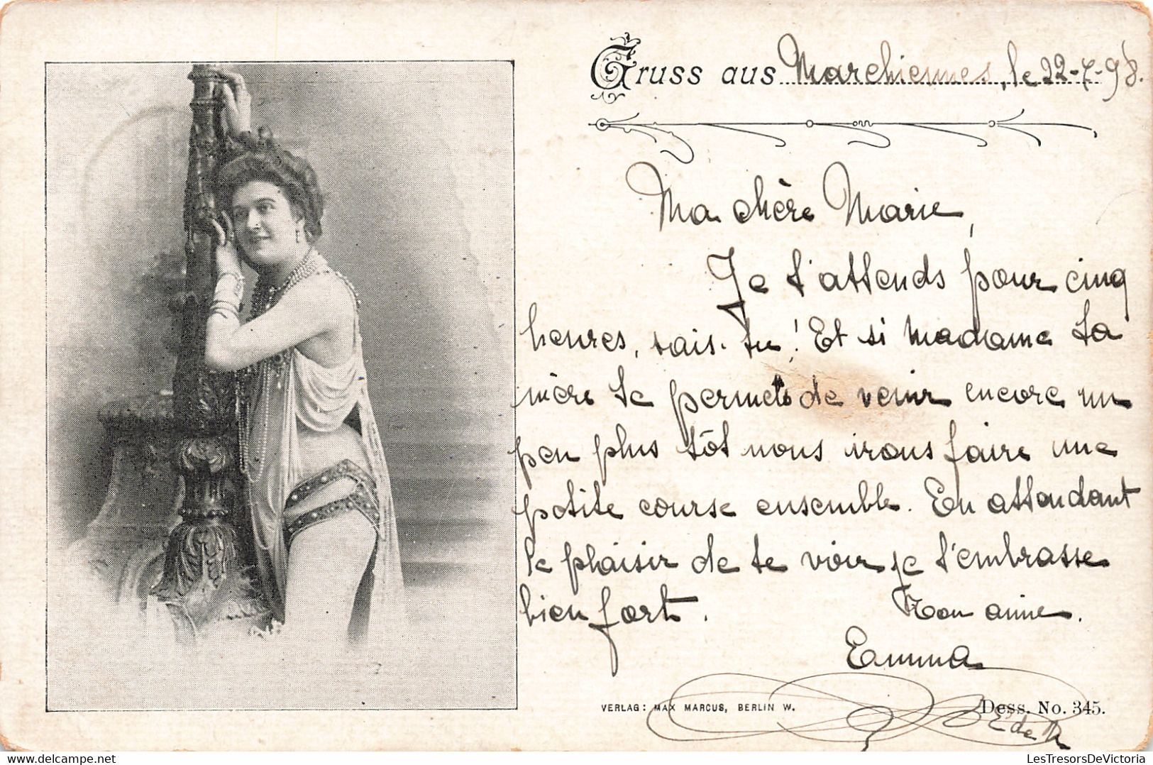 Belgique - Marchienne Au Pont - Edit. Max Marcus - Femme Dans Un Médaillon - Daté 1898  -  Carte Postale Ancienne - Charleroi