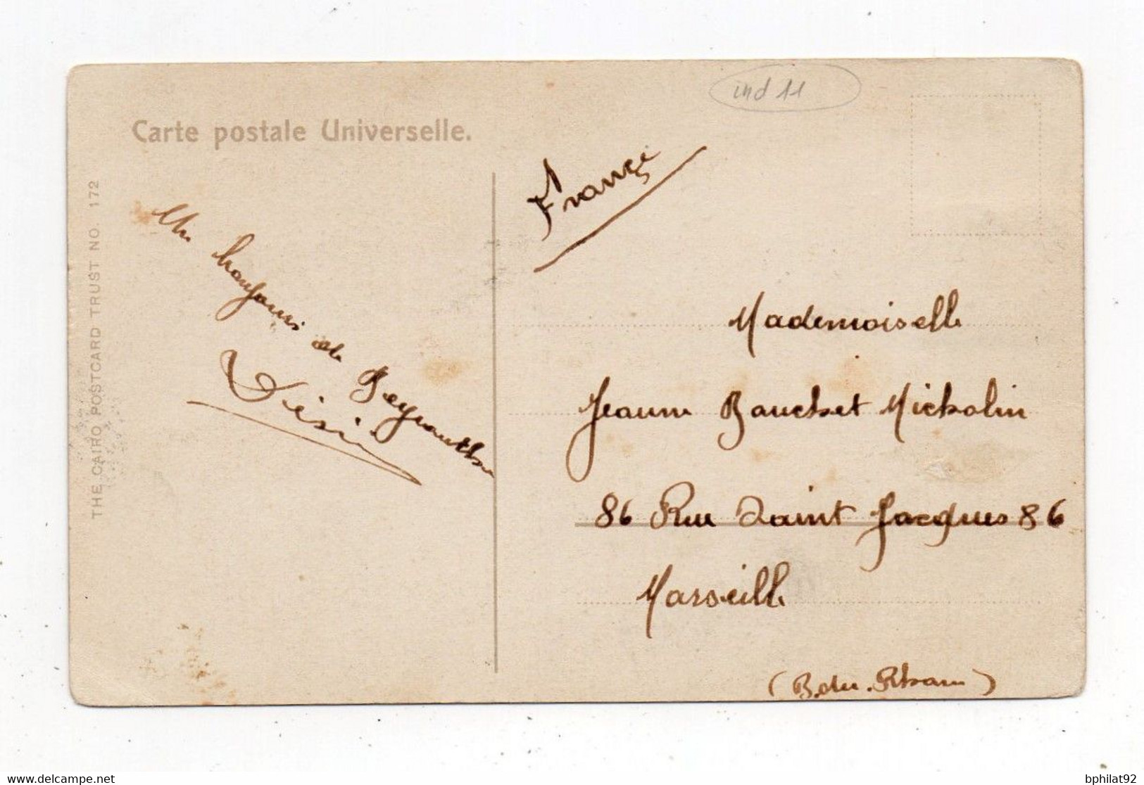 !!! TYPE BLANC DU LEVANT SUR CPA CACHET CORRESP D'ARMEES BEYROUTH DE 1913 - Briefe U. Dokumente