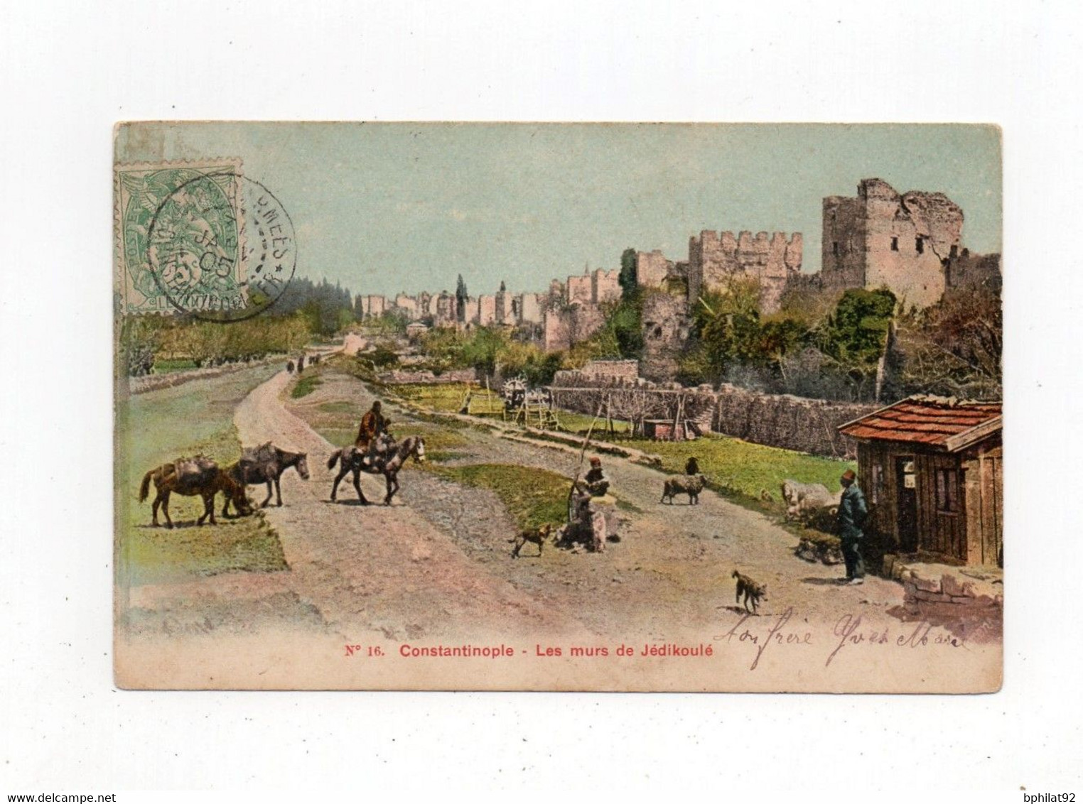 !!! TYPE BLANC DU LEVANT SUR CPA CACHET CORRESP D'ARMEES CONSTANTINOPLE DE 1905 - Storia Postale