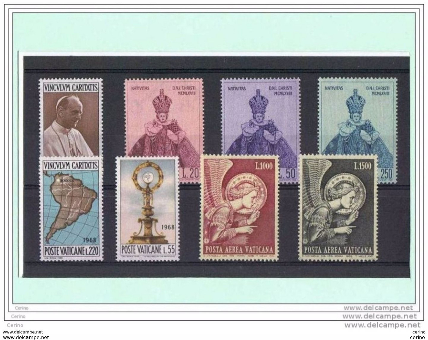 VATICANO:  1968  ANNATA  CPL. -  8  VALORI  N. -  SASS. 461/66 + PA. 53/4 - Annate Complete