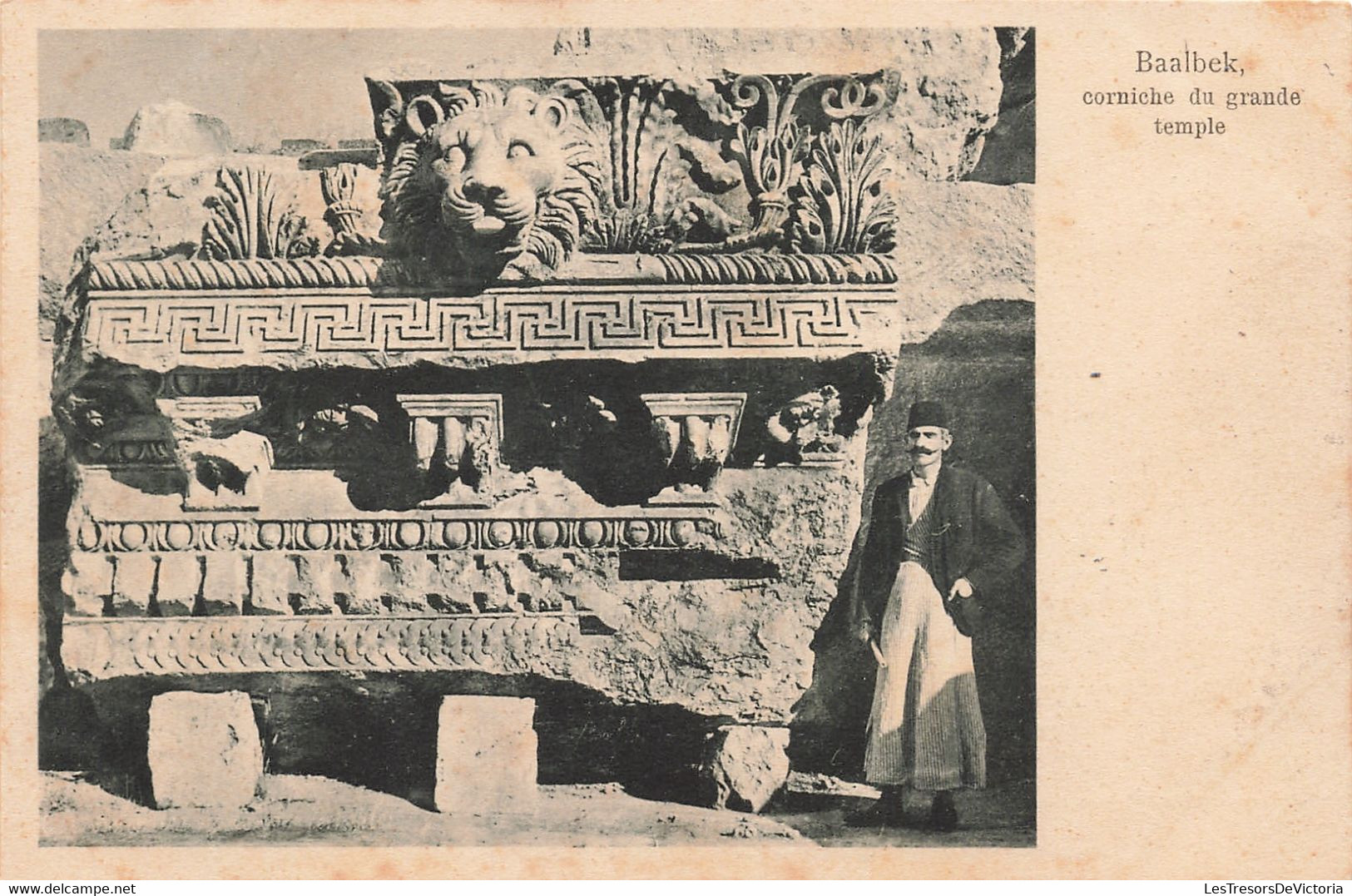 Liban - Baalbek - Corniche Du Grande Temple - Animé - Edit. Hermannn Seibt - Carte Postale Ancienne - Libano