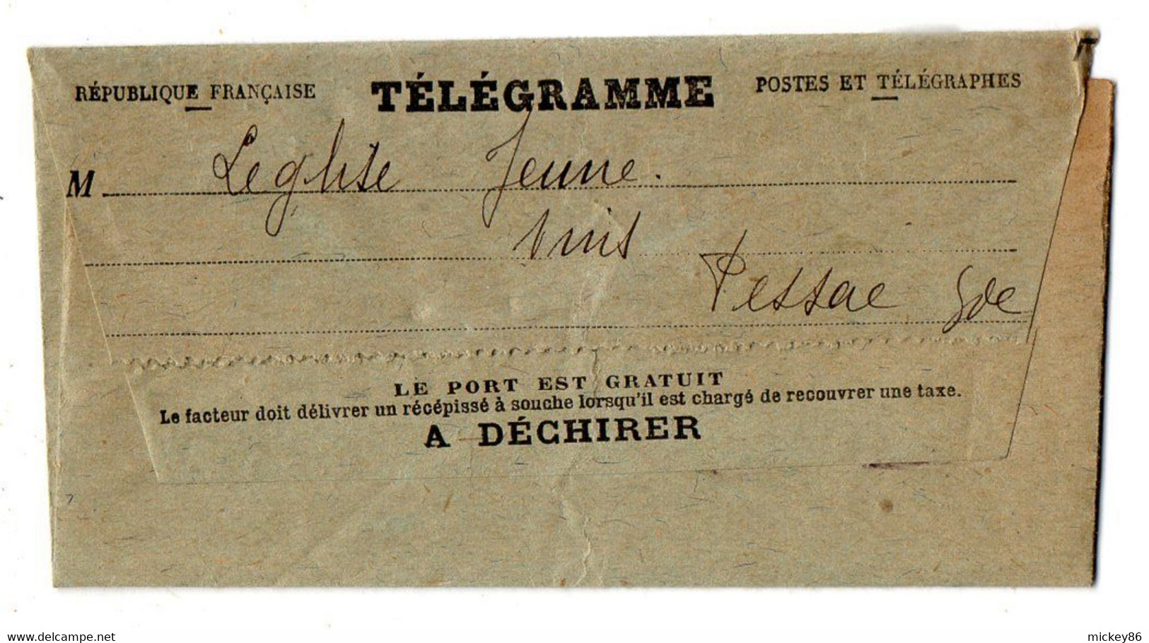 1912--Formule N° 701-Télégramme De BORDEAUX-33 Pour PESSAC-33..( Concerne Vins LEGLISE)--cachet Pessac 33 - Telegraaf-en Telefoonzegels