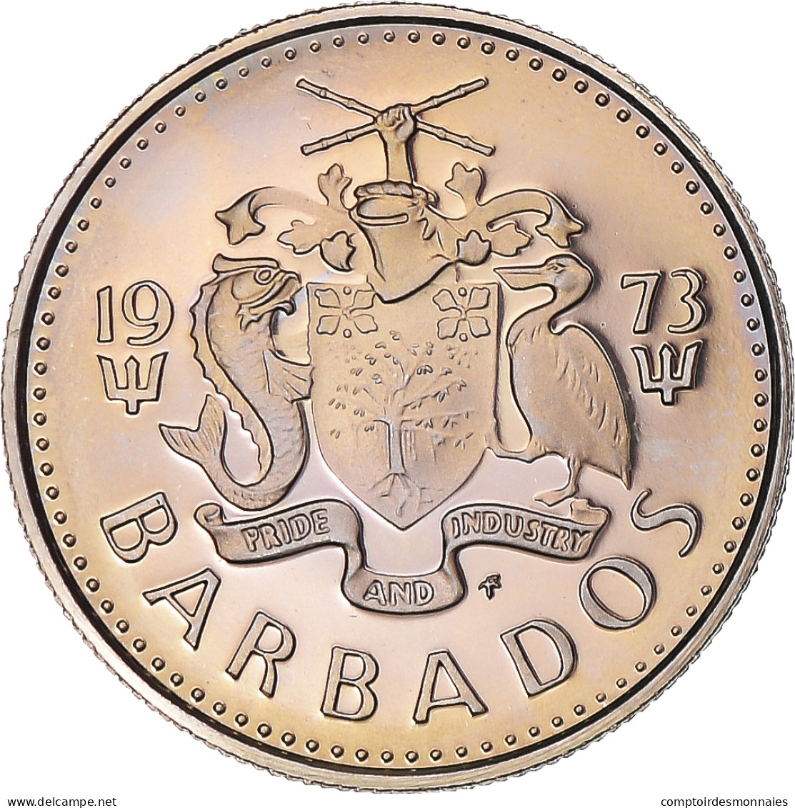 Monnaie, Barbade, 10 Cents, 1973, Franklin Mint, SPL+, Cupro-nickel, KM:12 - Barbados (Barbuda)