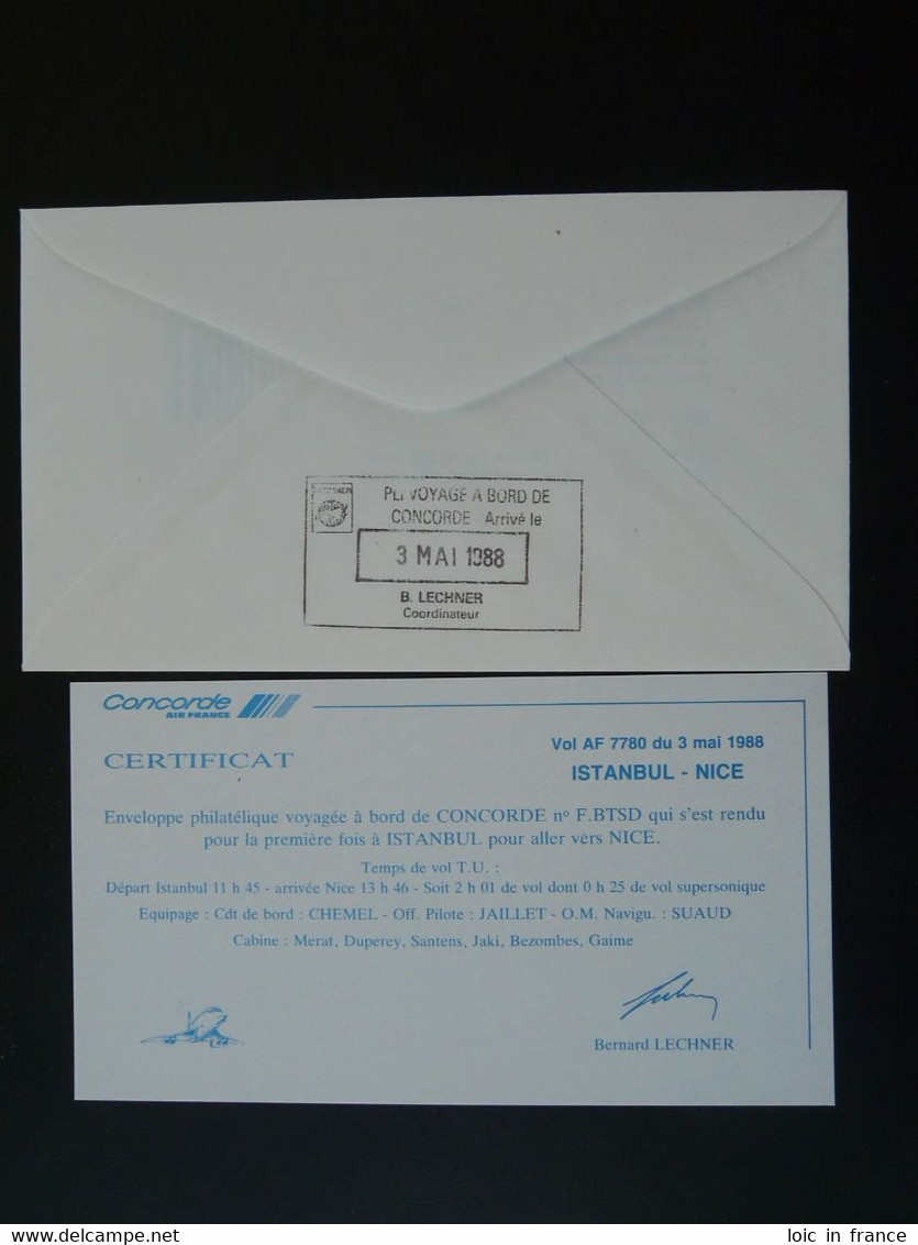 Lettre Premier Vol First Flight Cover Concorde Istanbul Nice Air France 1988 Ref 101203 - Lettres & Documents