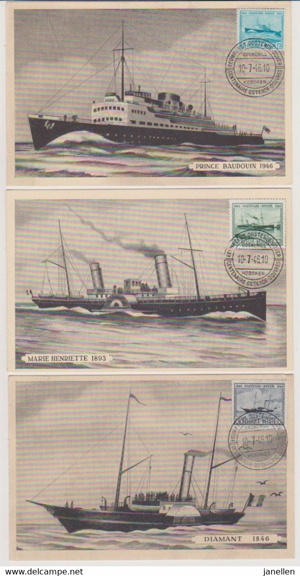 725/27 - Oostende- Dover (3 Kaarten) - 1934-1951