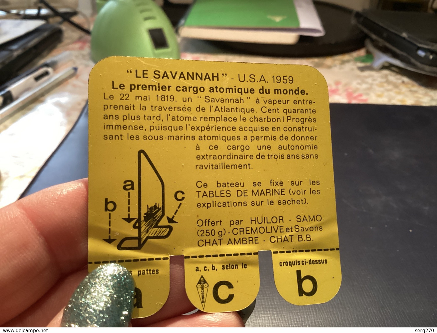 Plaque En Tôle HUILOR-DULCINE SAMO CREMOLIVE  Bateau Le Savannah - Scheepvaart