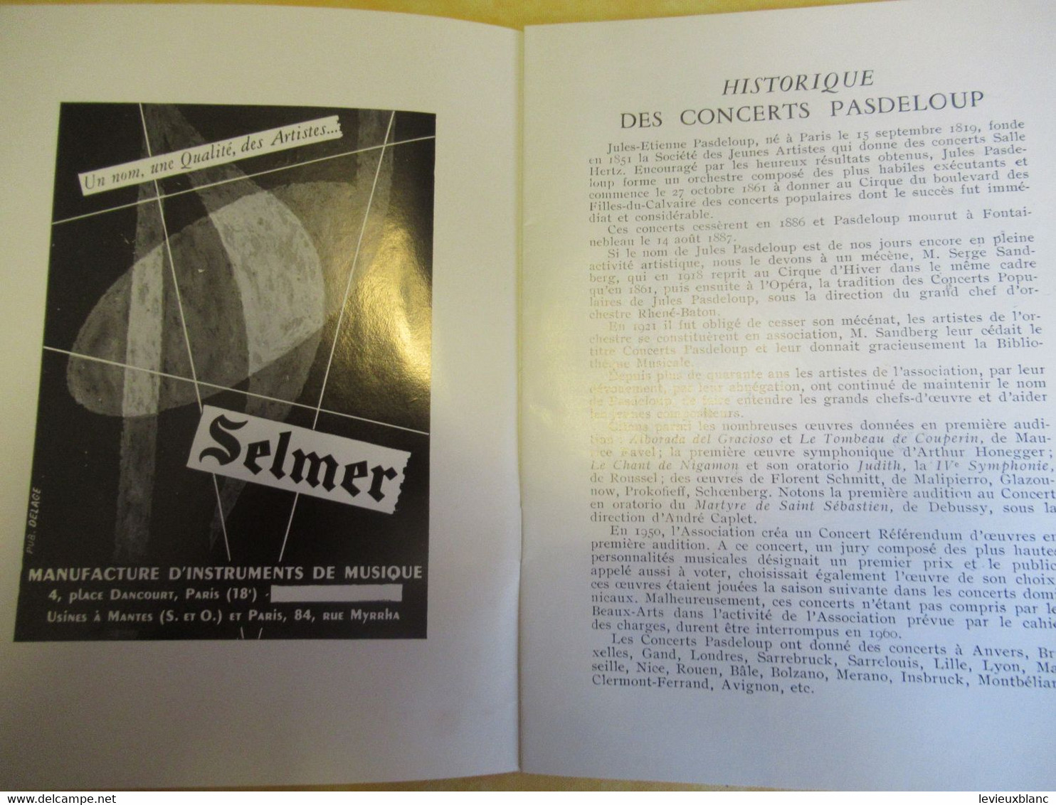 Programme Ancien/Musique/Théâtre Nat.Palais De Chaillot/Ass..des Concerts PASDELOUP/A.d'Arco- M Benedetto/1966   PROG327 - Programmi