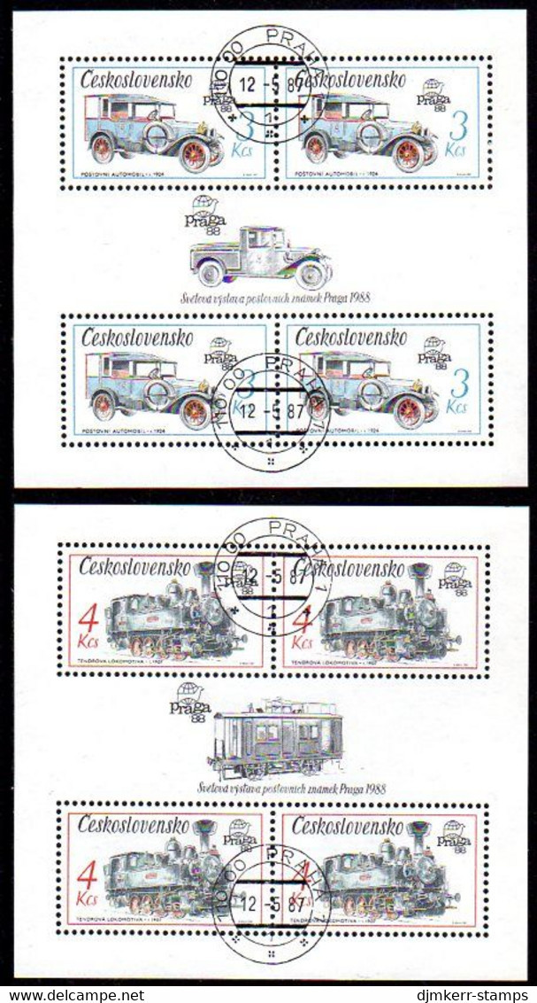 CZECHOSLOVAKIA 1987 PRAGA 88 Technical Monuments Blocks  Used.  Michel Blocks 70-71 - Used Stamps