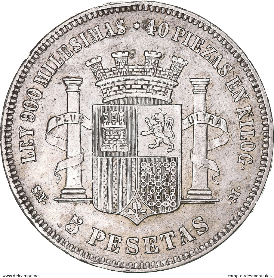 Monnaie, Espagne, Provisional Government, 5 Pesetas, 1870, Madrid, TTB, Argent - Premières Frappes