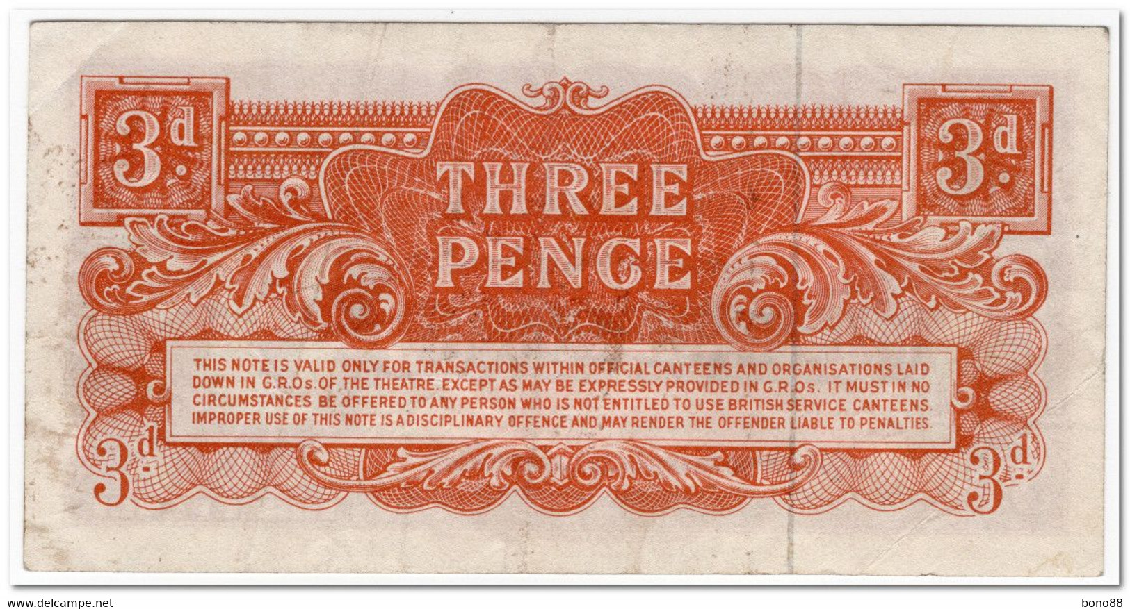 GREAT BRITAIN,BRITISH ARMED FORCES,3 PENCE,1948,P.M16a,VF - British Armed Forces & Special Vouchers