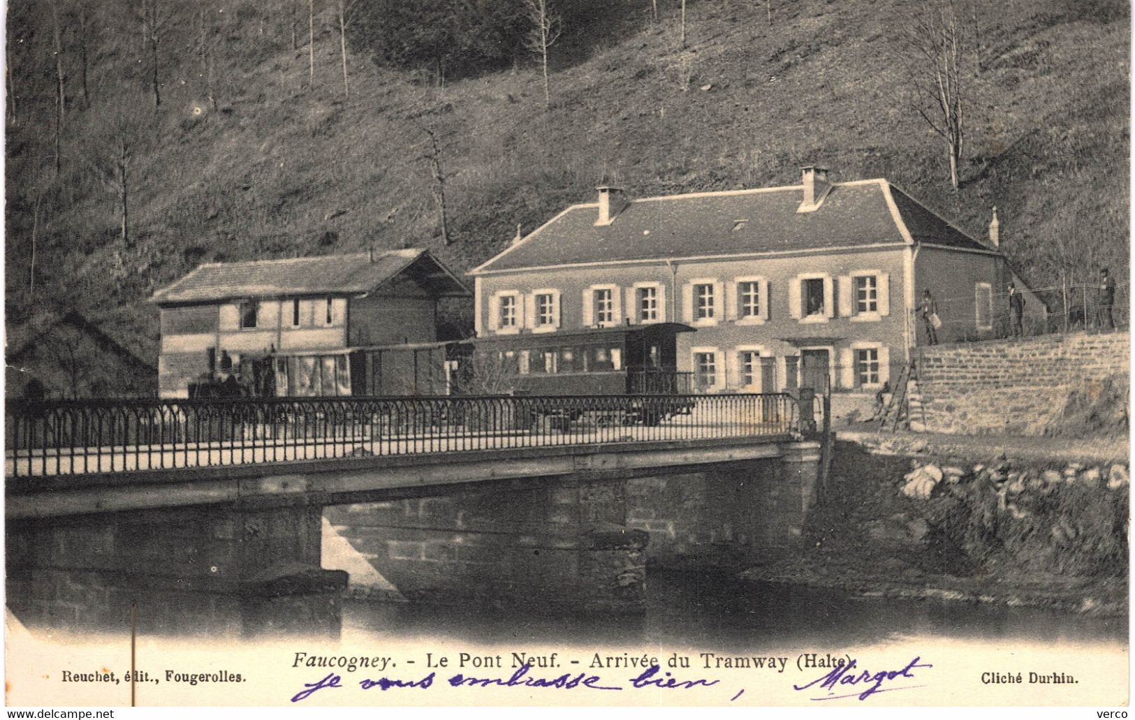 Carte POSTALE  Ancienne De FAUCOGNEY - Pont Neuf, Arrivée Du Tramway - Faucogney