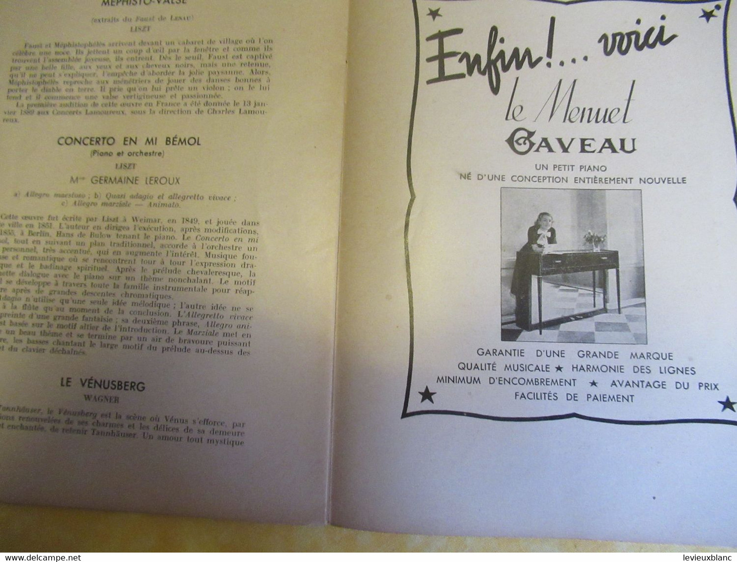 Programme ancien/Musique/Salle GAVEAU/Ass..des Concerts LAMOUREUX/ BIGOT Prdt /1938  PROG329