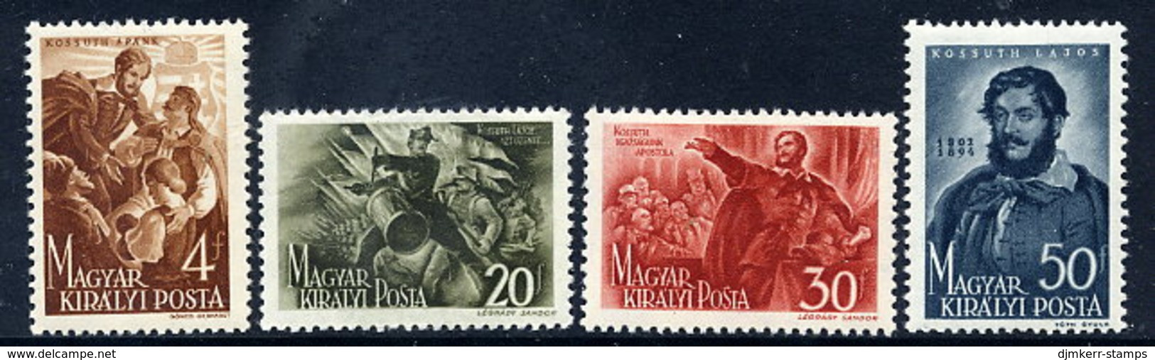 HUNGARY 1944 Kossuth Death Anniversary MNH / **.  Michel 745-48 - Unused Stamps