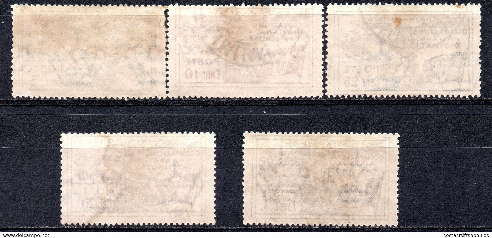 1441.GREECE,ITALY, DODECANESE.KASTELLORIZO,CASTELROSSO. 1923 HELLAS 26-30.FREE SHIPPING BY REGISTERED MAIL. - Dodécanèse
