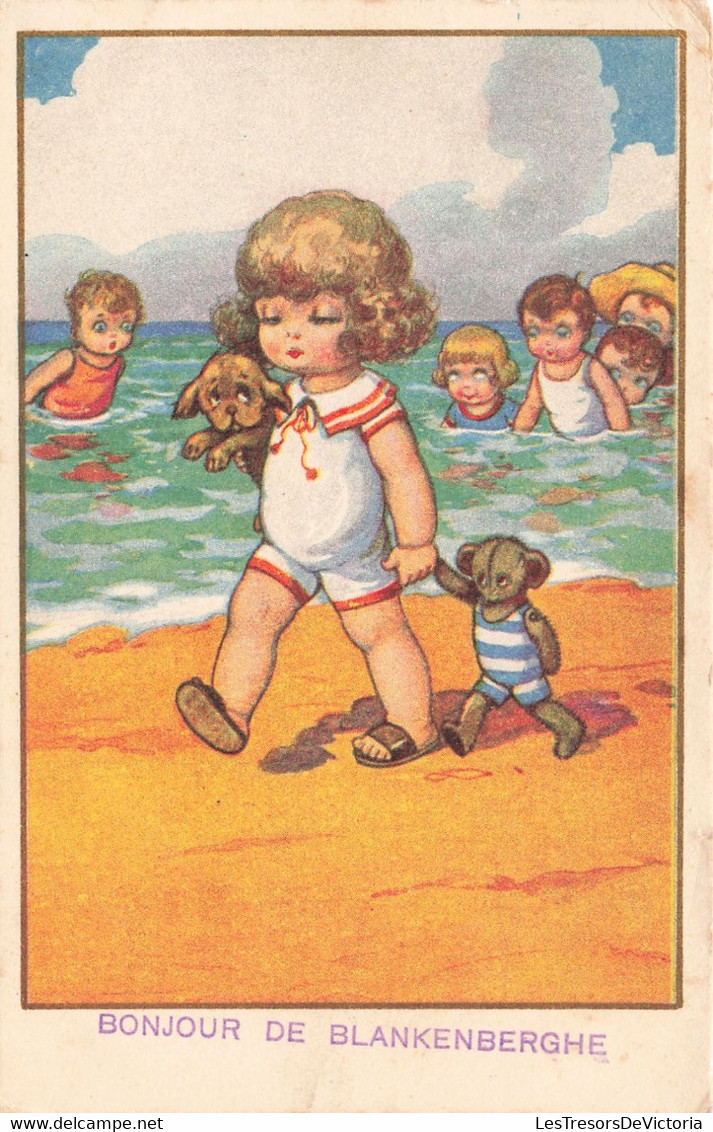 Enfant - Illustration - Bonjour De Blankenberghe - Colorisé - Degami -  Carte Postale Ancienne - Grupo De Niños Y Familias