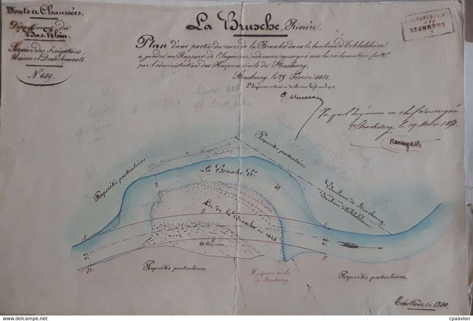 ECKBOLSHEIM, LA BRUCHE, DOSSIER 13 NOVEMBRE 1848 ENTRE MR SCHEER ET LES HOSPICES DE STRASBOURG - Andere Pläne