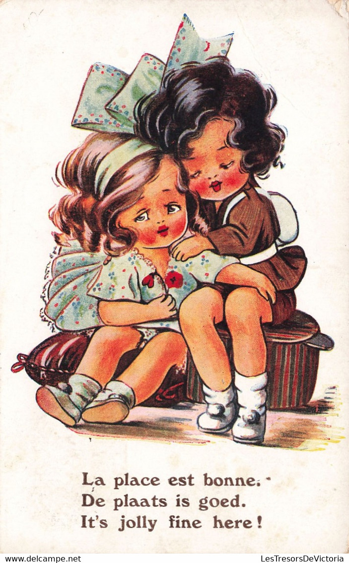Enfant - Illustration - La Place Est Bonne - Colorisé - Enfants Qui Se Font Un Calin  -  Carte Postale Ancienne - Groupes D'enfants & Familles