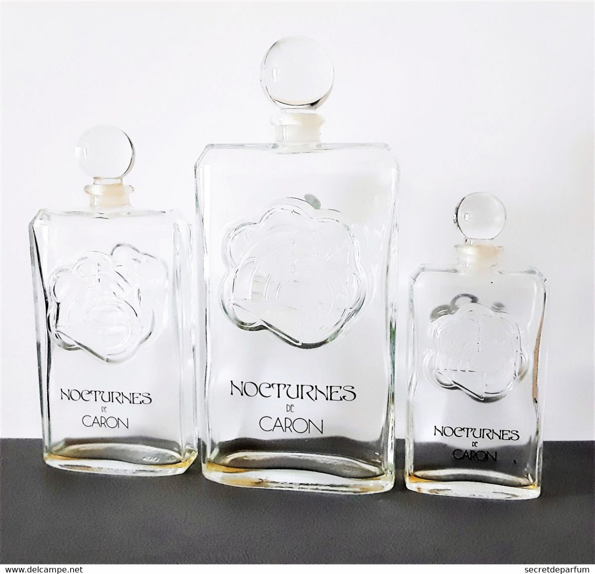 3 Flacons Vides NOCTURNES De CARON Bouchon Verre   200 Ml 100 Ml 50 Ml - Bottles (empty)