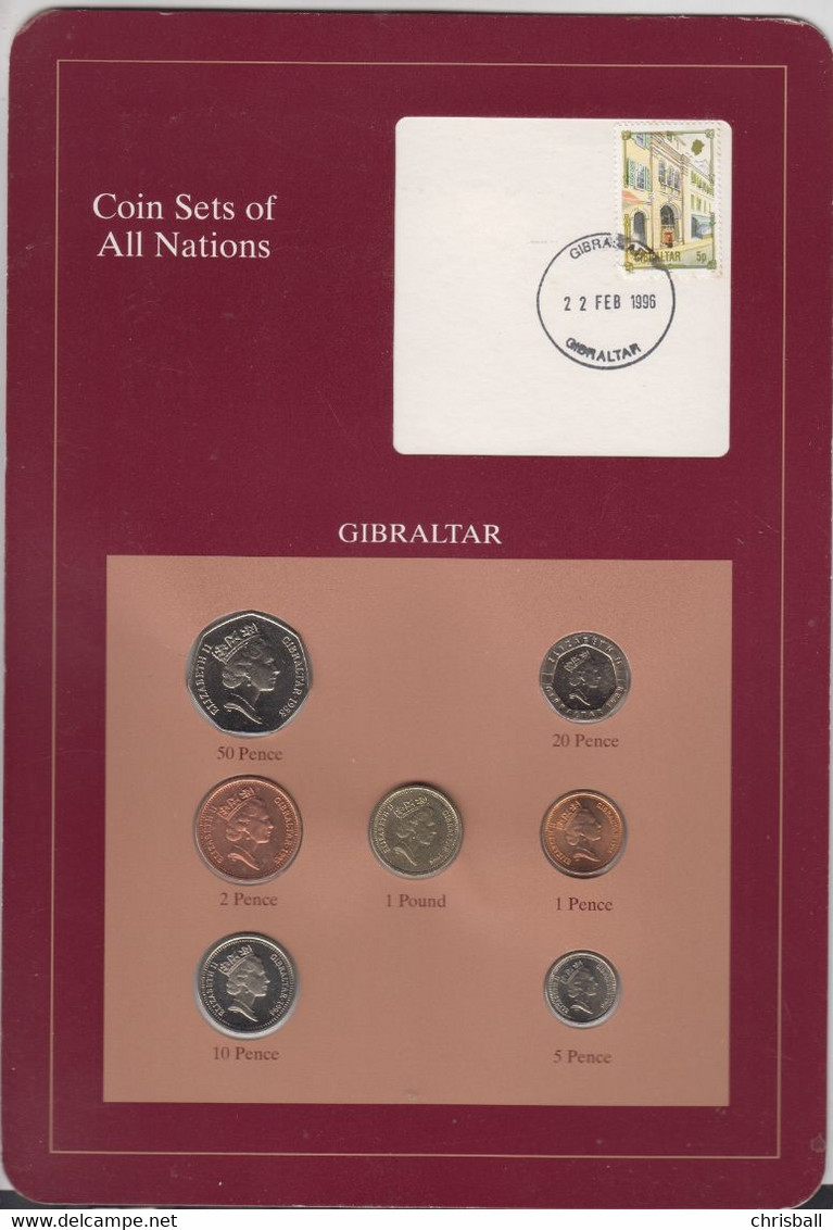 Gibraltar Coin Display Card - 1p To One Pound (1988 - 1995) - Gibraltar