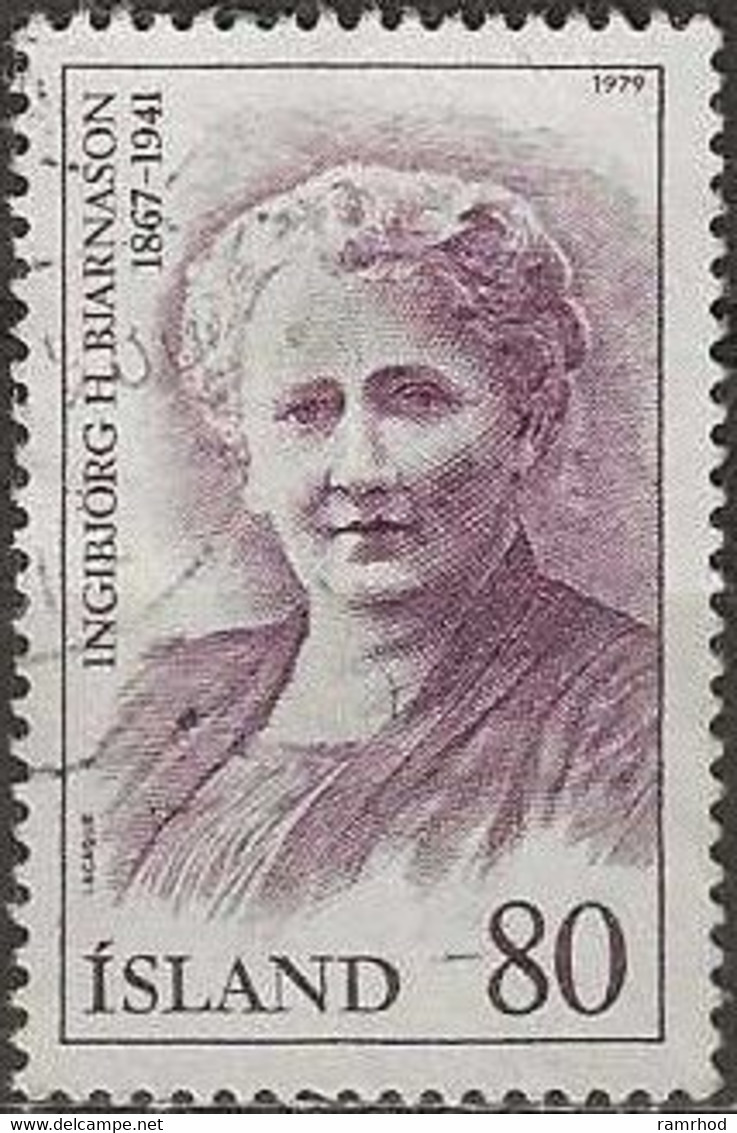 ICELAND 1979 Famous Icelanders -  80k. Ingibjorg H. Bjarnason (headmistress And First Female Member Of Althing) FU - Oblitérés