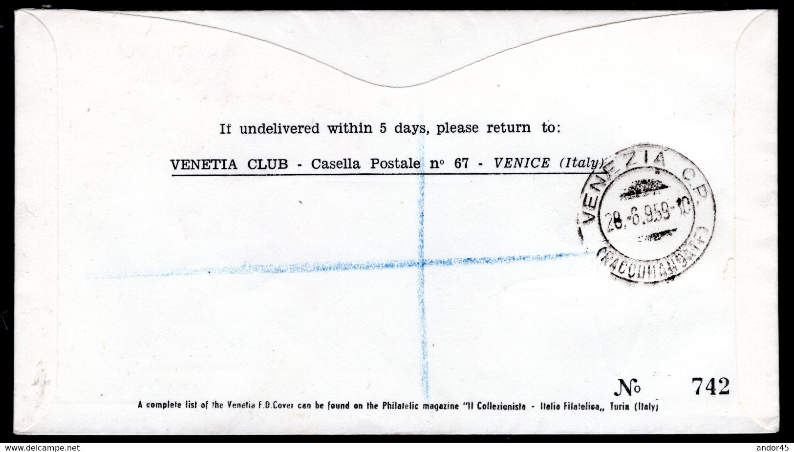 INSIEME DI 7 BUSTE TUTTE FDC VENETIA SERIE COMPLETA "UNIVERSIADI DI TORINO" + "12° GIORN. FILA. SAN M." + "10° PARTIC.SA