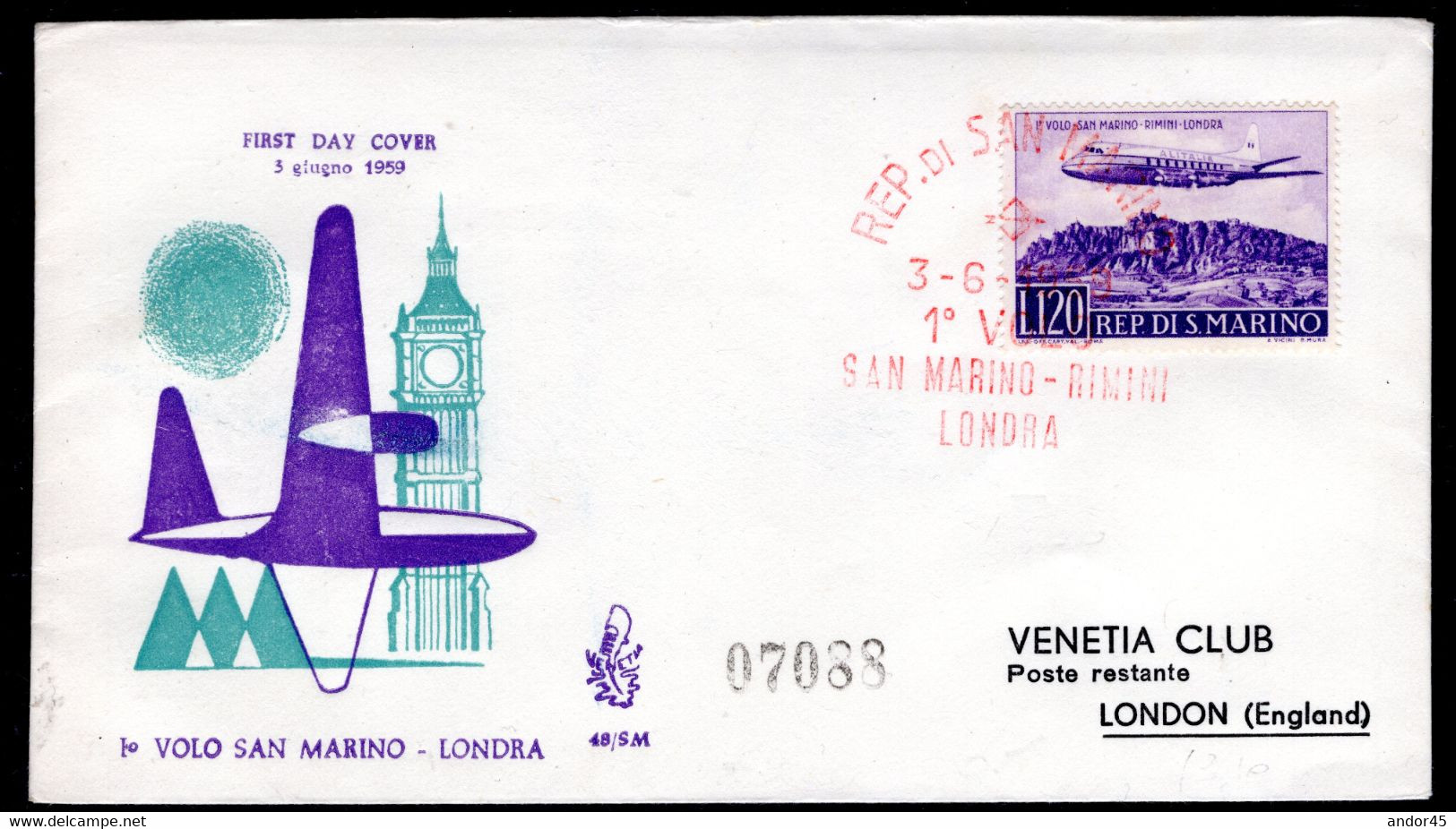 INSIEME DI 15 BUSTE TUTTE FDC VENETIA SERIE COMPLETA "150°ANNIV.NASCITA DI ABRAMO LINCON" + " 1 VOLO SAN.M -RIM.-LONDRA