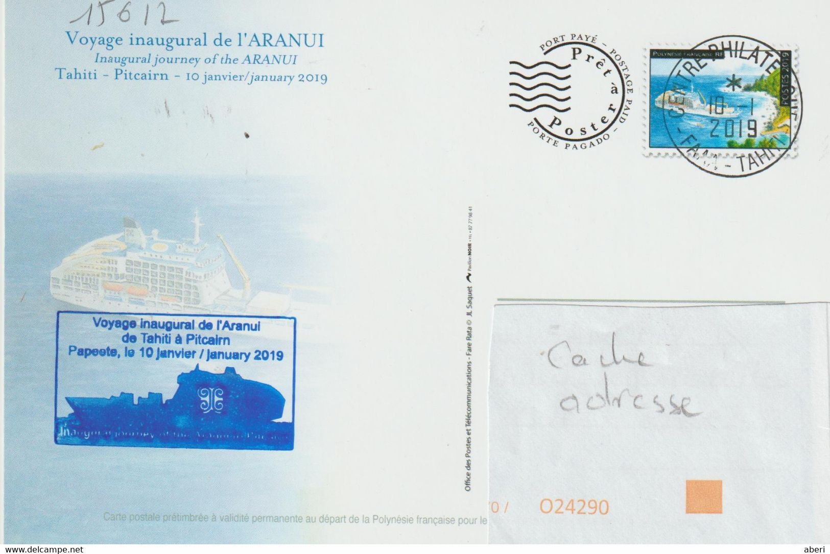 15612   Voyage Inaugural De L'ARANUI - TAHITI - PITCAIRN  - POLYNÉSIE FRANÇAISE - 2019 - Enteros Postales