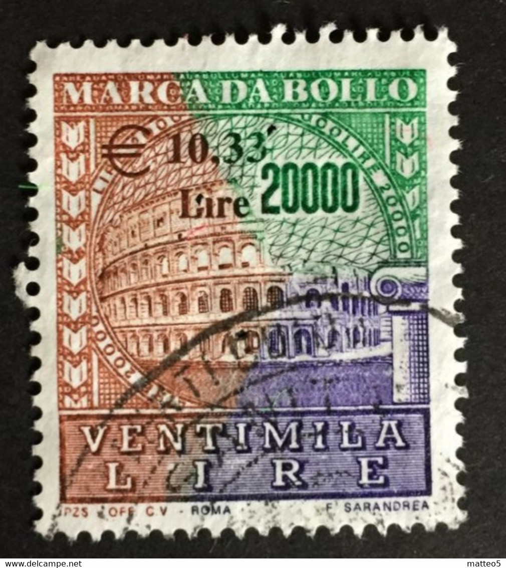 1988 -97 - Italia - Marca Da Bollo Da Lire 20000 - Colosseo - Usato - A1 - Fiscales