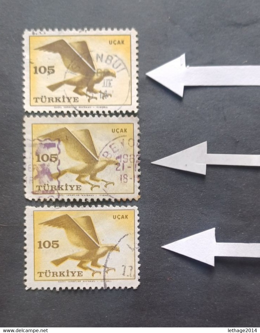 TURKEY OTTOMAN العثماني التركي Türkiye 1959 AIRMAIL BIRDS IN FLIGHT ERROR PRINT VARIETY - Luftpost