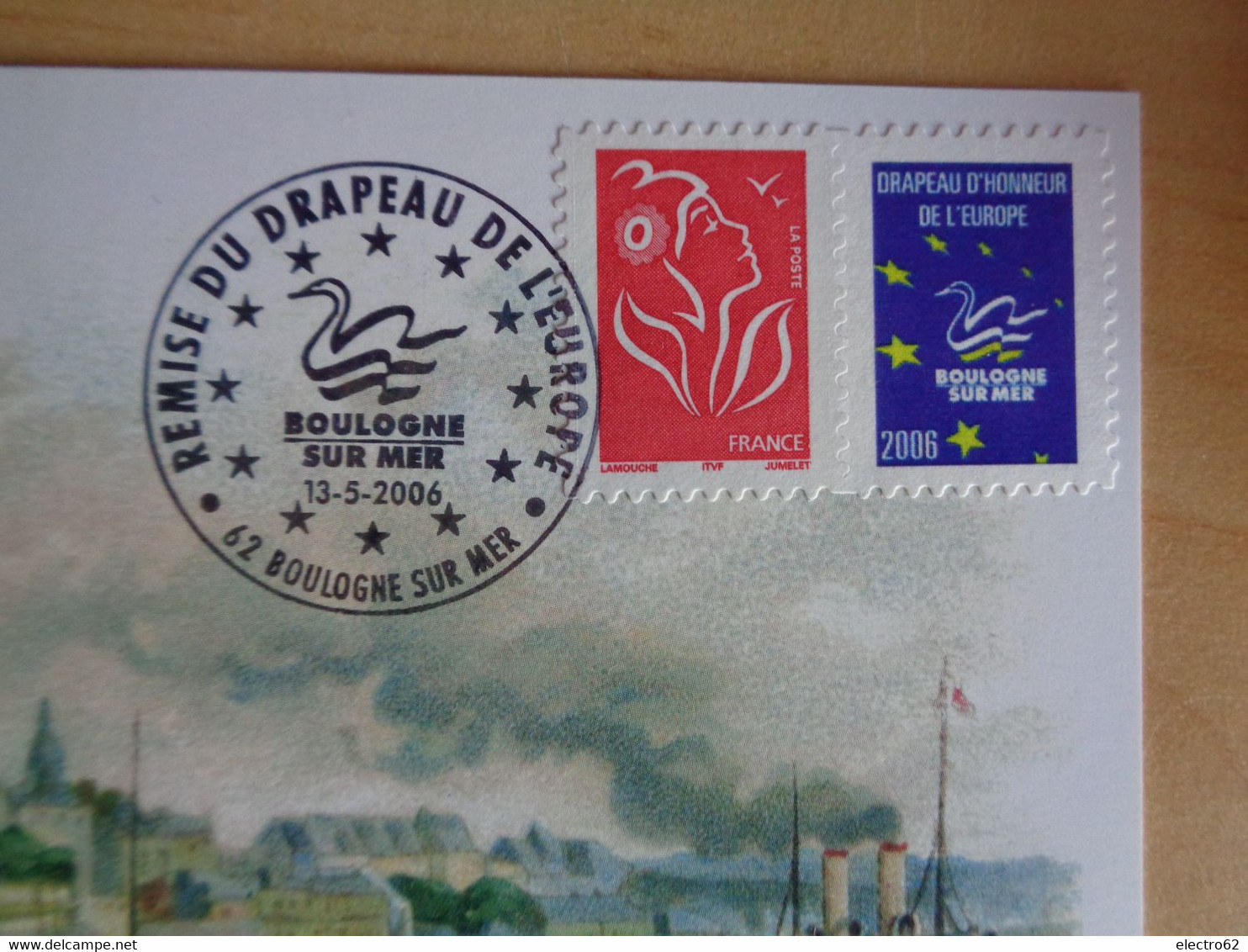 Montimbramoi Personnalisé Oblitèration Remise Du Drapeau D'honneur De L'Europe à Boulogne Sur Mer 13-5-2006 Marianne - Used Stamps